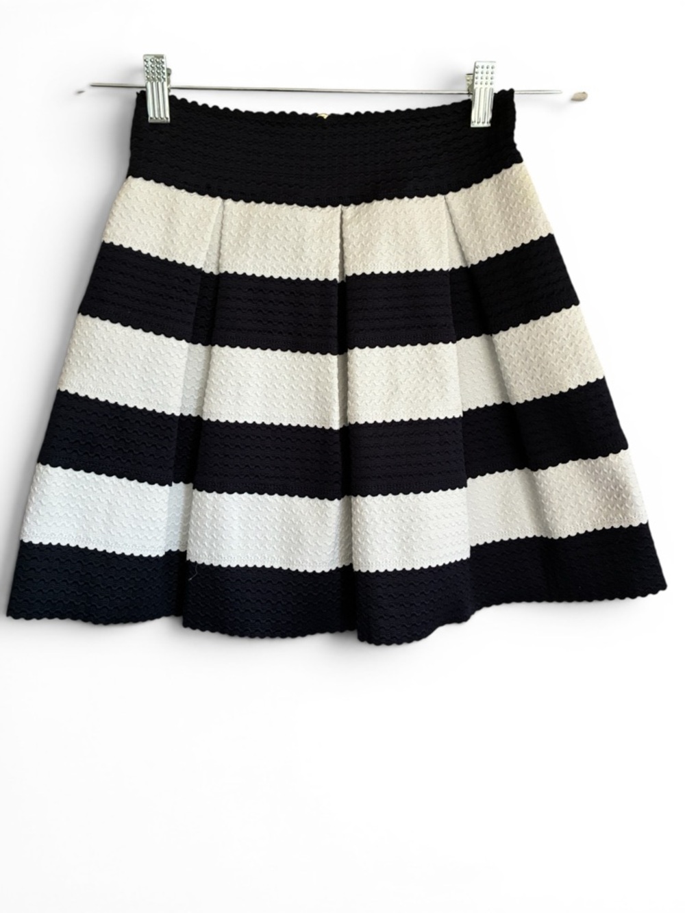 Ginger G Black and White Structured Striped Pleated Skirt - Size S